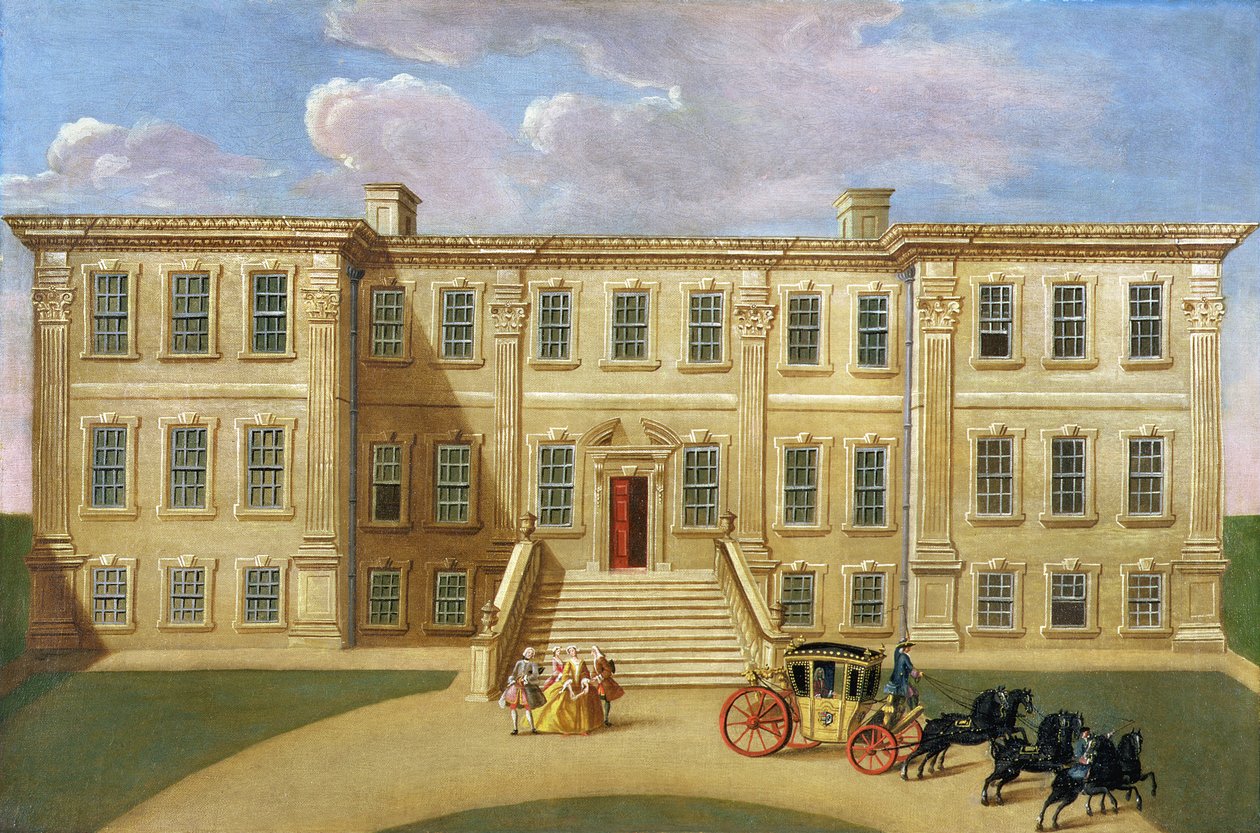Calke Hall, Derbyshire, o assento de Sir Henry Harpur, Baronet, c.1734 de English School