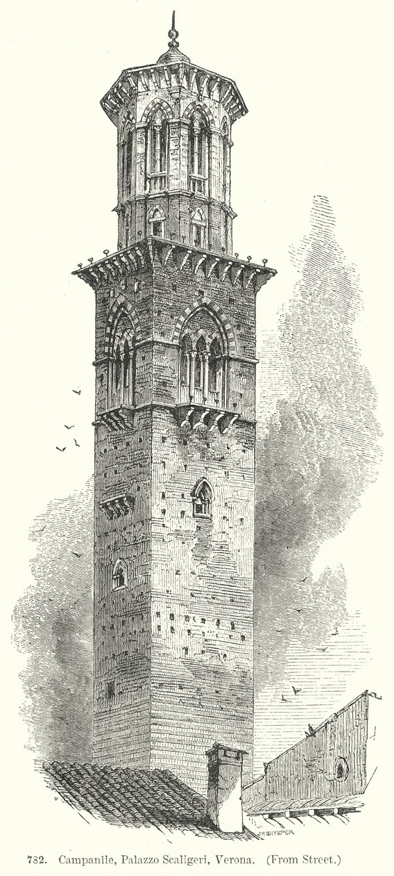Campanário, Palazzo Scaligeri, Verona (gravura) de English School