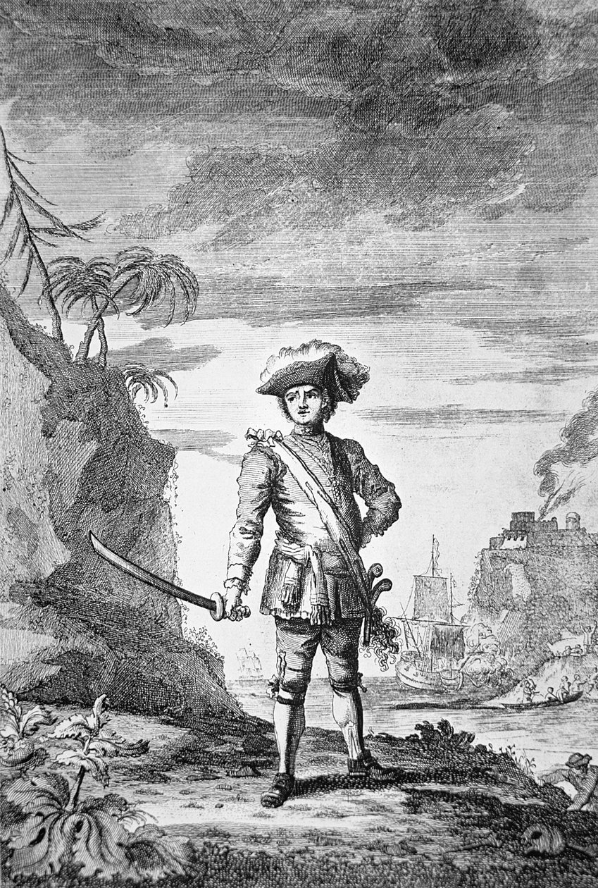 Capitão Bartholomew Roberts, gravado por James Basire de English School