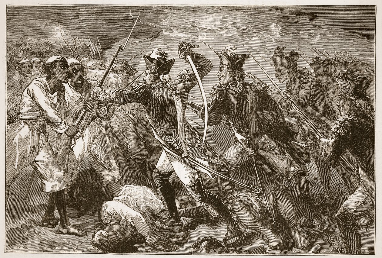 Capitão Yorke conduzindo a esperança desesperada em Masulipatam, ilustração da história ilustrada de Cassells da Índia por James Grant, bar. 1879 de English School