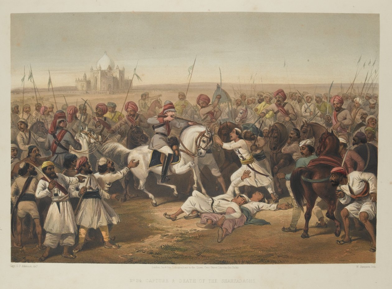 &39;Captura e morte dos Shahzadaghs&39;, 1857 de English School