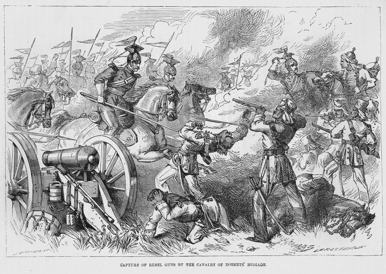 Captura de armas rebeldes pela cavalaria da brigada de Roberts de English School