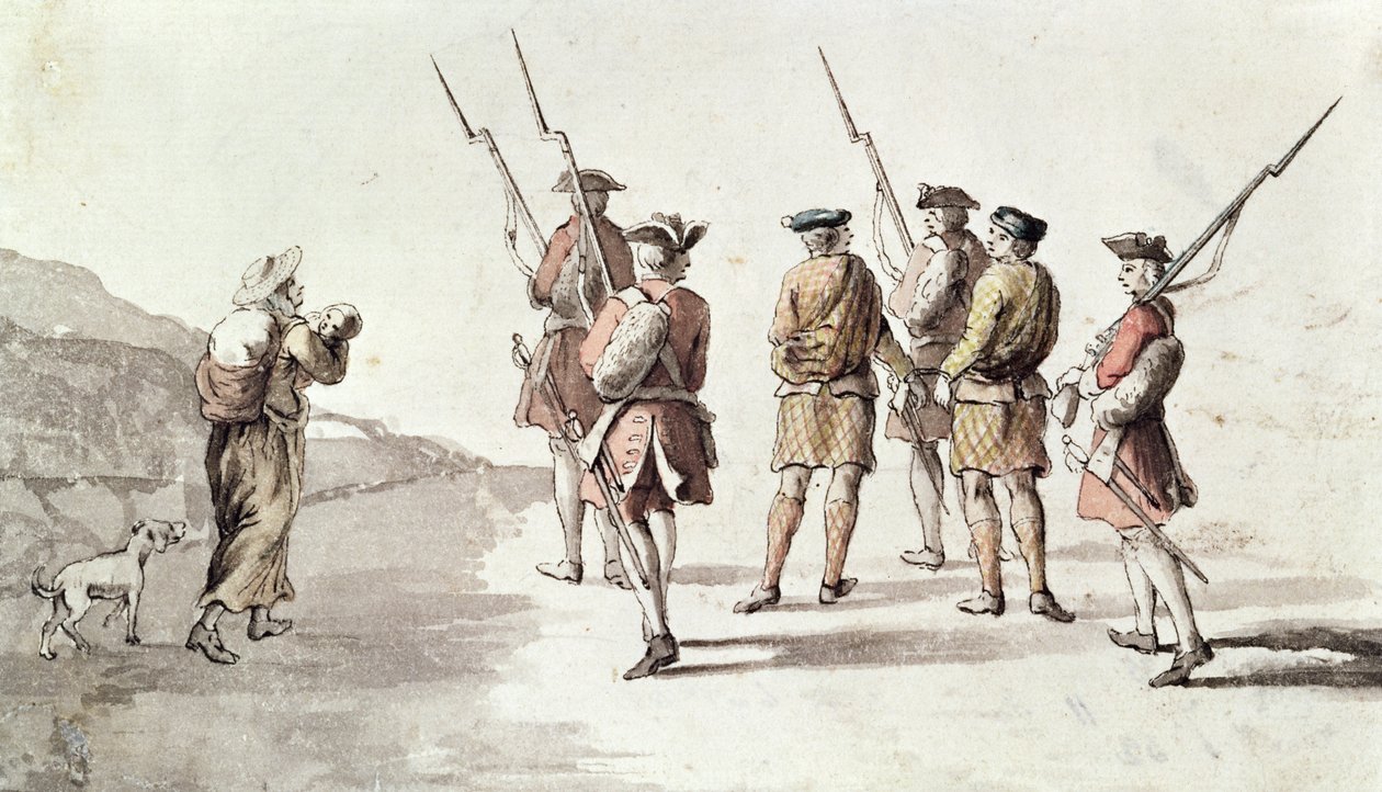 Captura do Rebelde, Simon Fraser, Lord Lovat (1667?-1747) (aguarela sobre papel) de English School