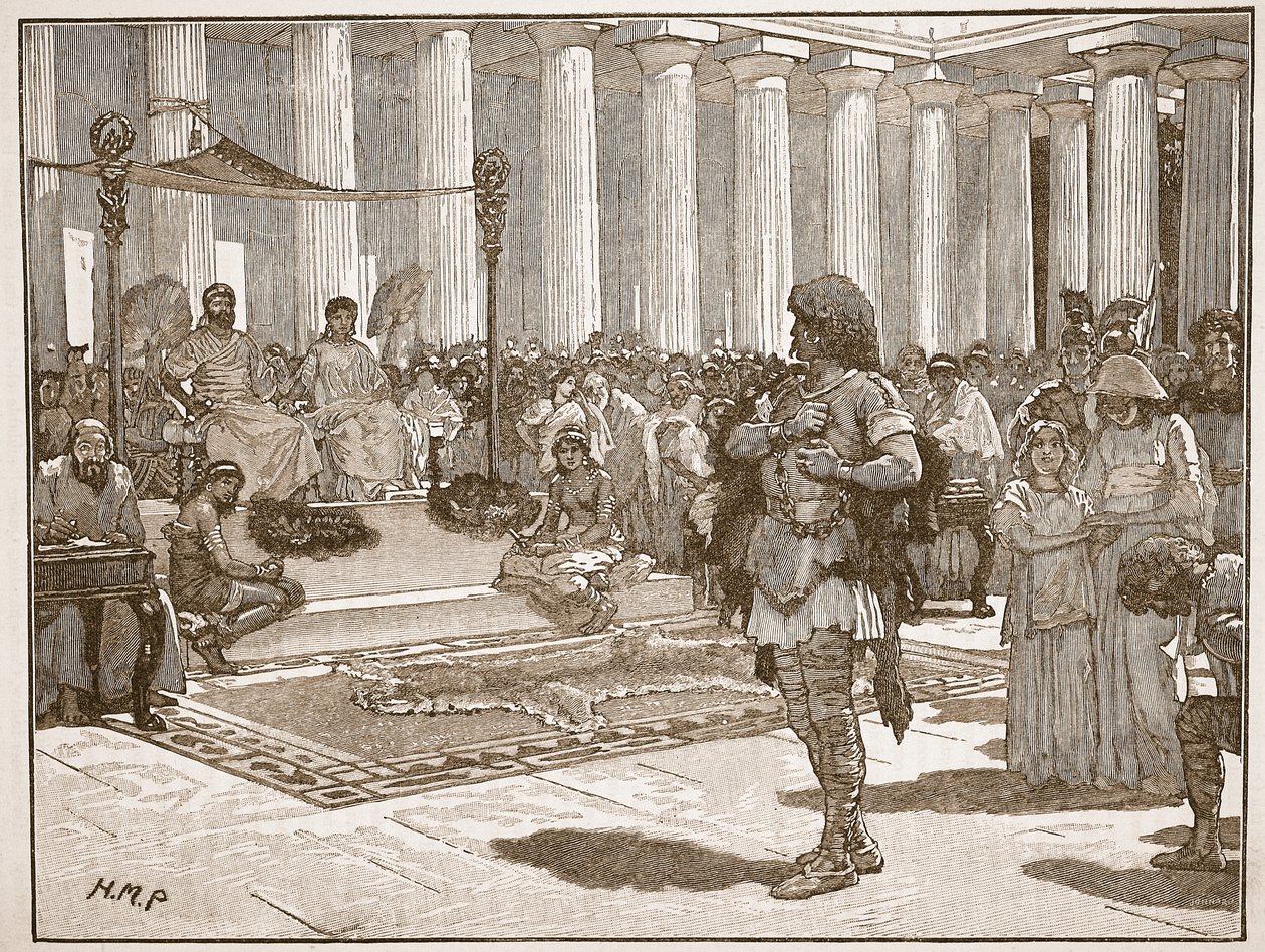 Caractacus antes de Cláudio, ilustração da história ilustrada de Cassells da Inglaterra (foto sépia) de English School
