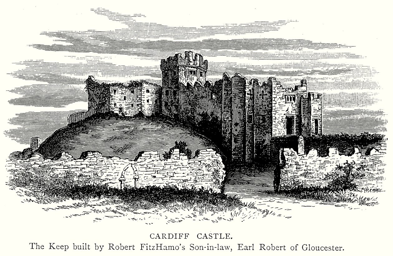 Castelo de Cardiff (gravura) de English School