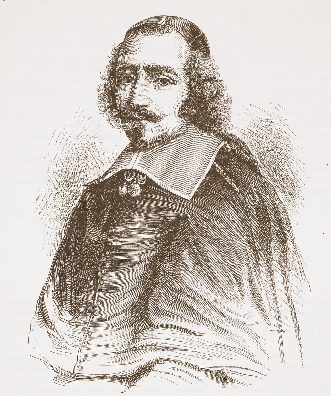 Mazarin cardinal (de um retrato na galeria de Versalhes), ilustração da história do protestantismo por James Aitken Wylie (1808-1890), bar. 1878 de English School