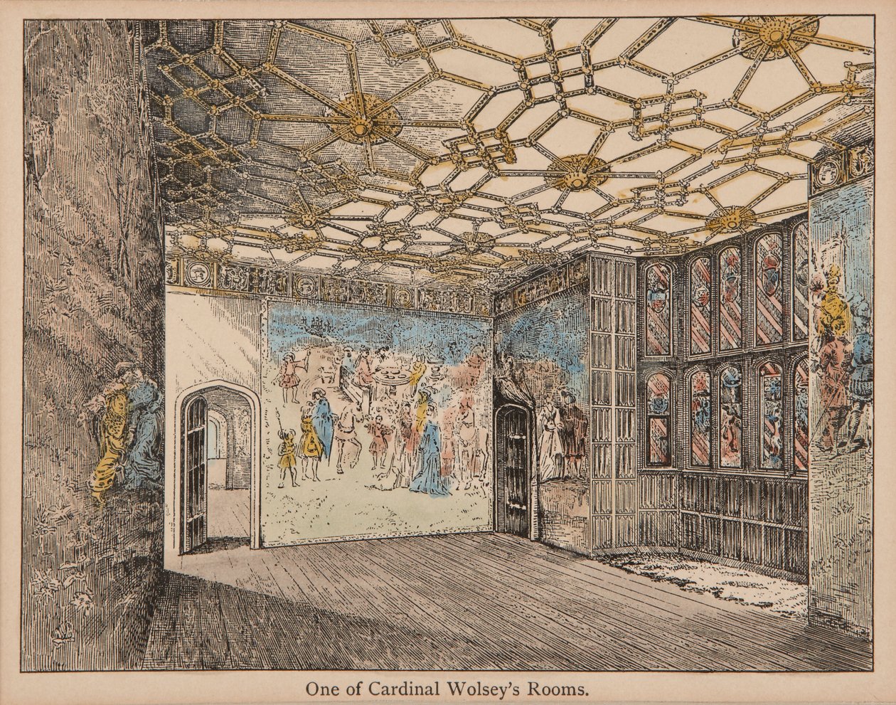 Quartos do Cardeal Wolsey (litografia colorida à mão) de English School