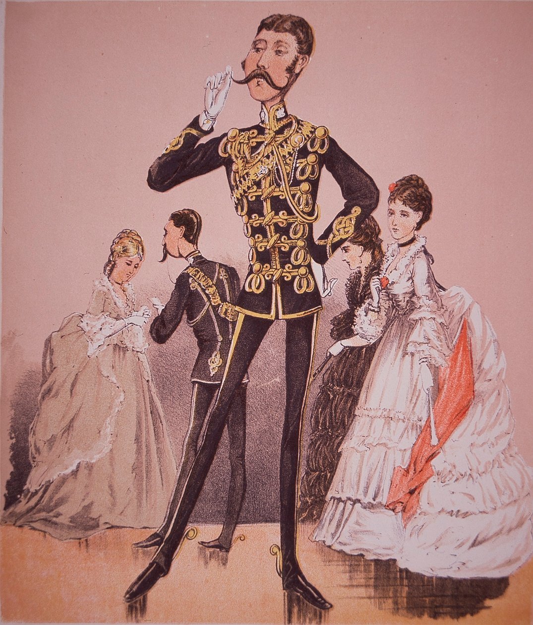 Caricatura do 10º Príncipe de Gales, de "Army and Navy Drolleries", do Major Seccombe. de English School