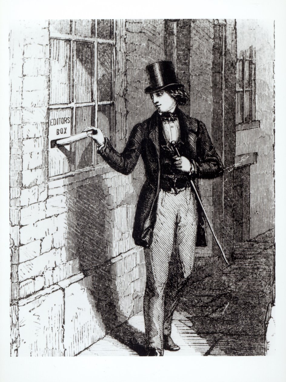 Charles Dickens (1812-1870) enviando suas histórias de English School
