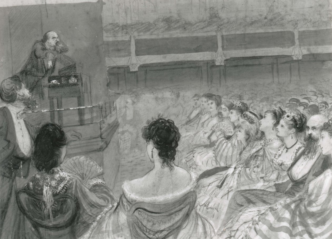 Charles Dickens dando uma leitura em St. James "s Hall, 1870 de English School