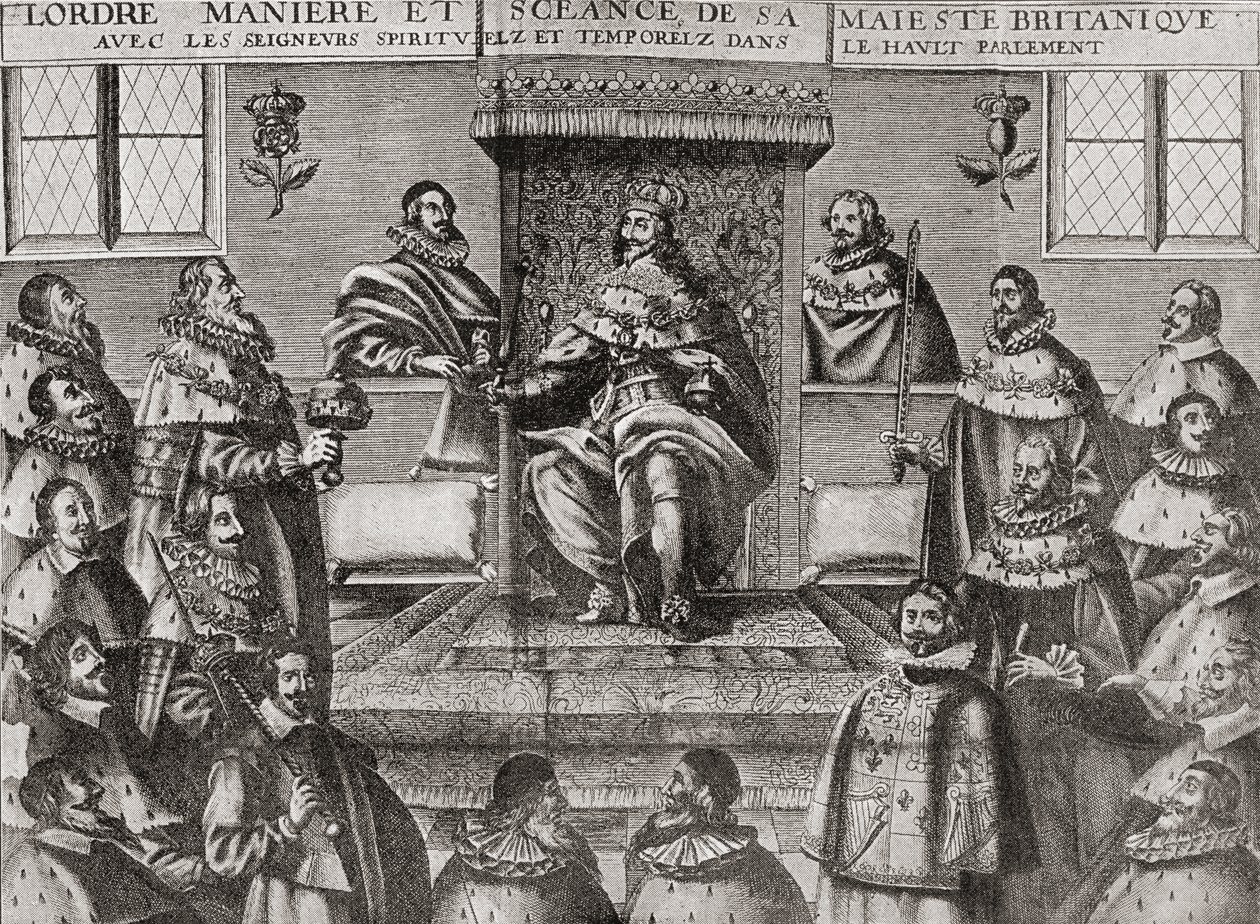 Charles I na Câmara dos Lordes em 1648, de "Uma Breve História do Povo Inglês" por JR Green, publicado em 1893 de English School