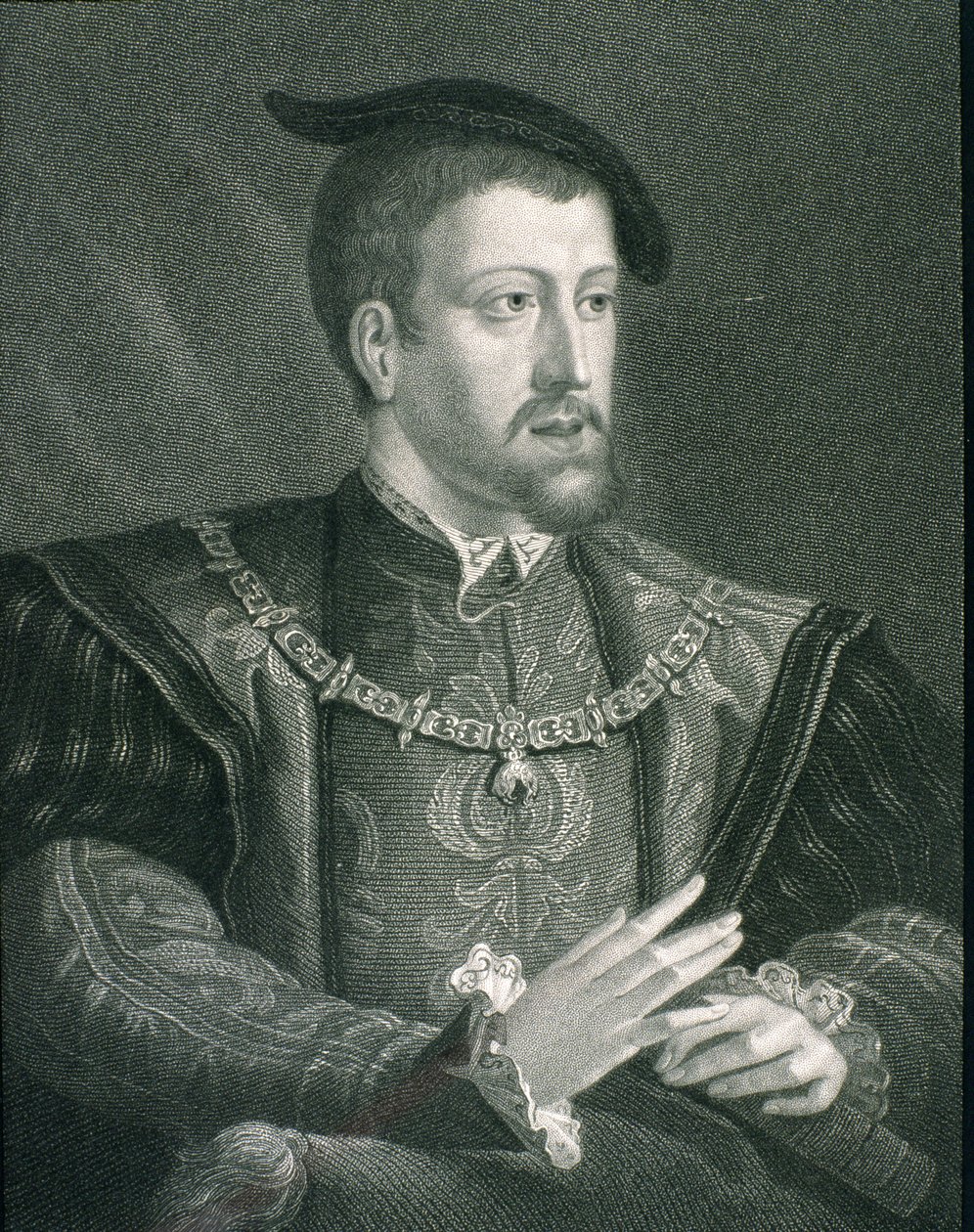 Carlos V (1500-58) Sacro Imperador Romano e Rei da Espanha, de &39;A Galeria dos Retratos&39;, publicado em 1833 de English School