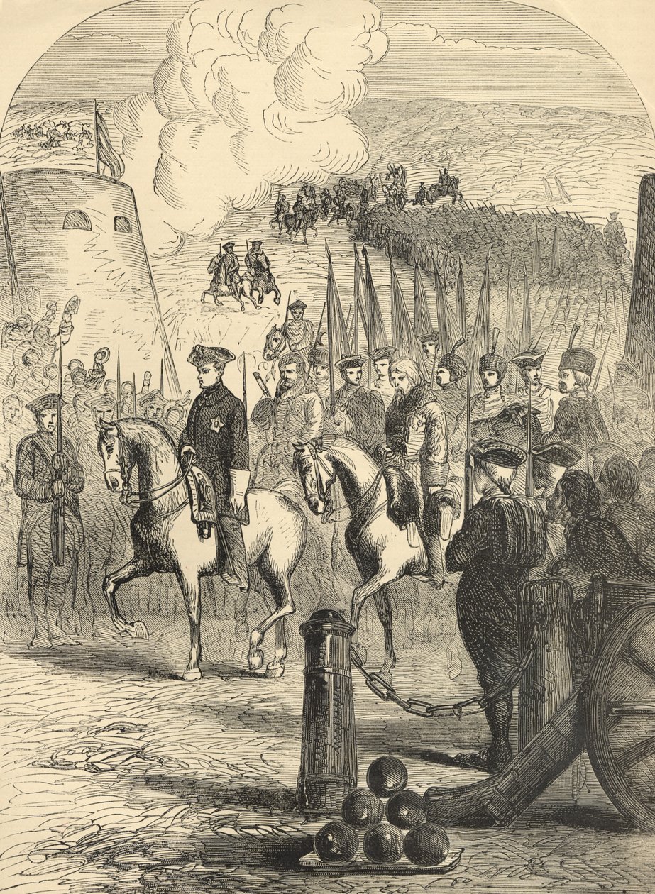 Carlos XII da Suécia que entra em Copenhague de English School