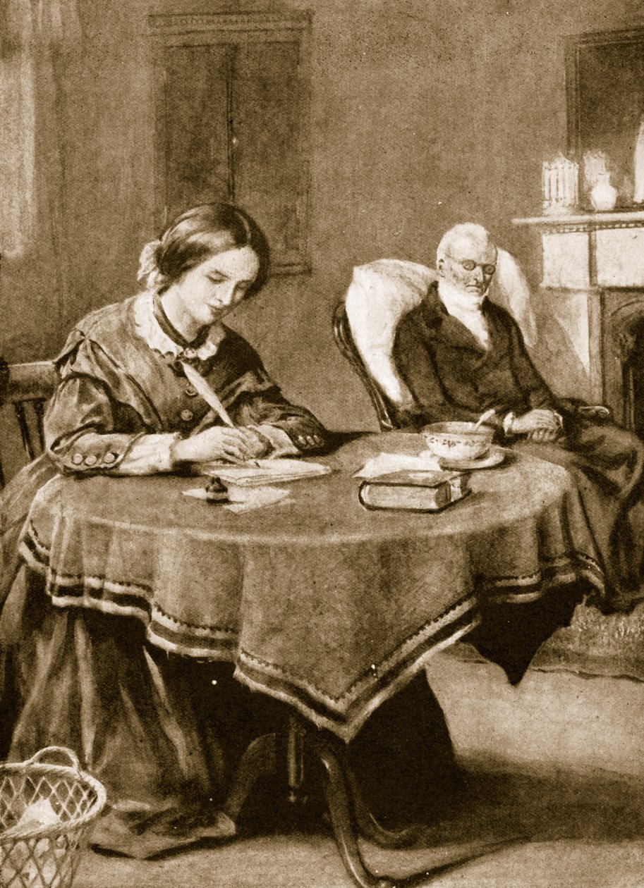 Charlotte Bronte trabalhando em Jane Eyre de English School
