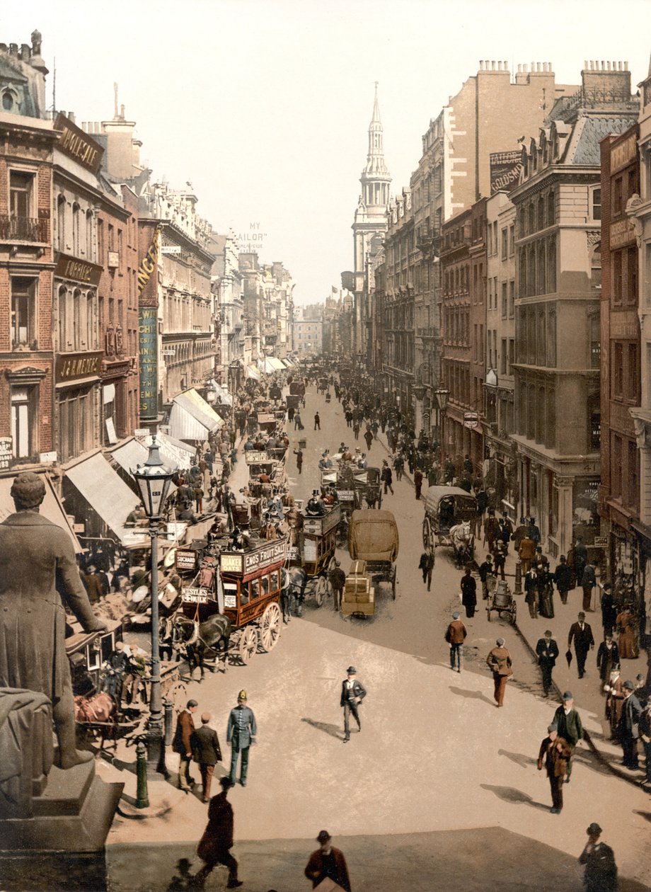 Cheapside, Londres (foto colorida à mão) de English School