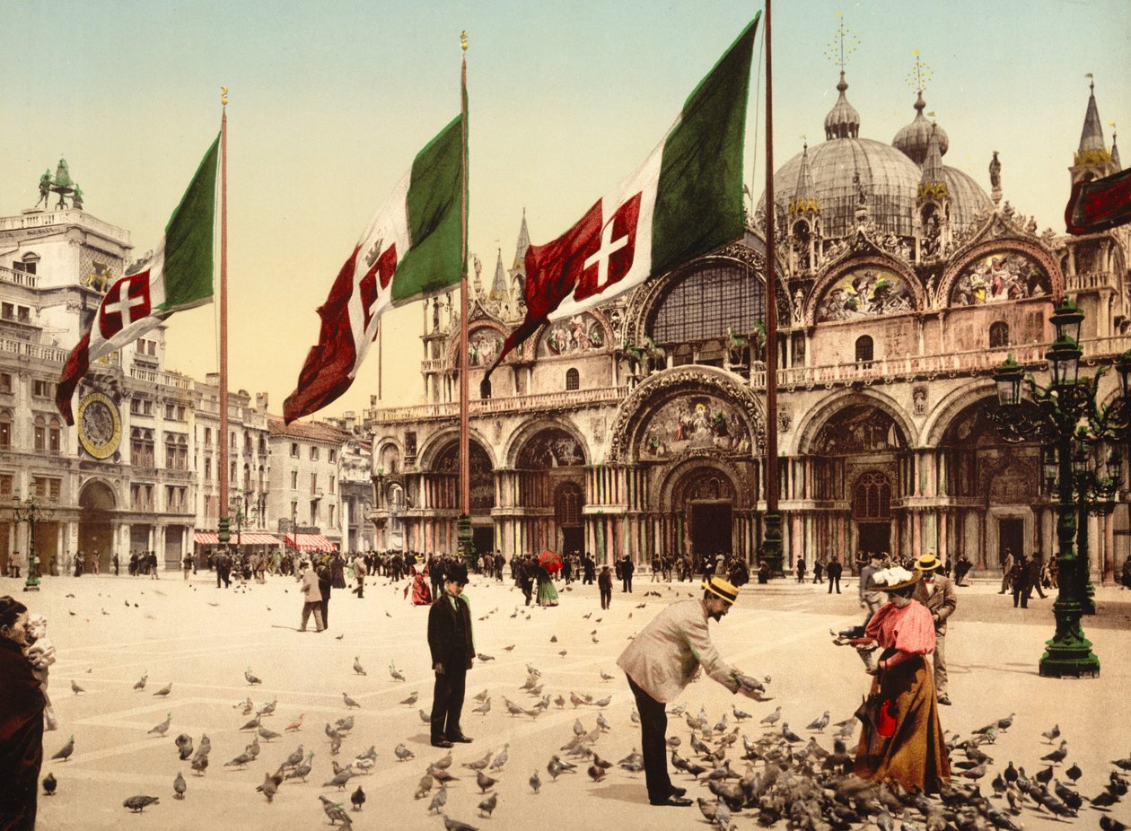 Igreja de San Marco, Veneza (foto colorida à mão) de English School