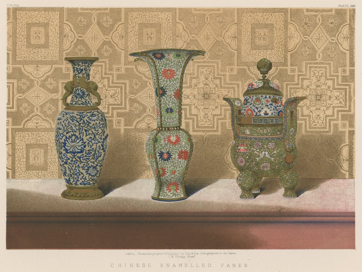 Vasos esmaltados chineses (cromolitografia) de English School