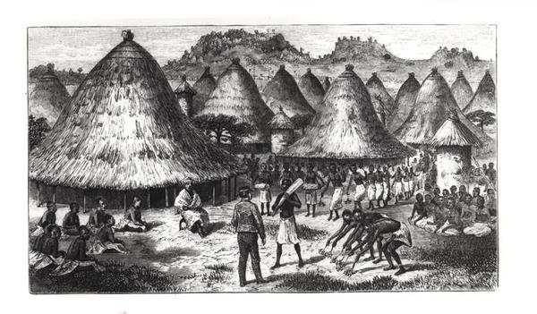 Chitapangwa recebendo o Dr. Livingstone (litho) de English School
