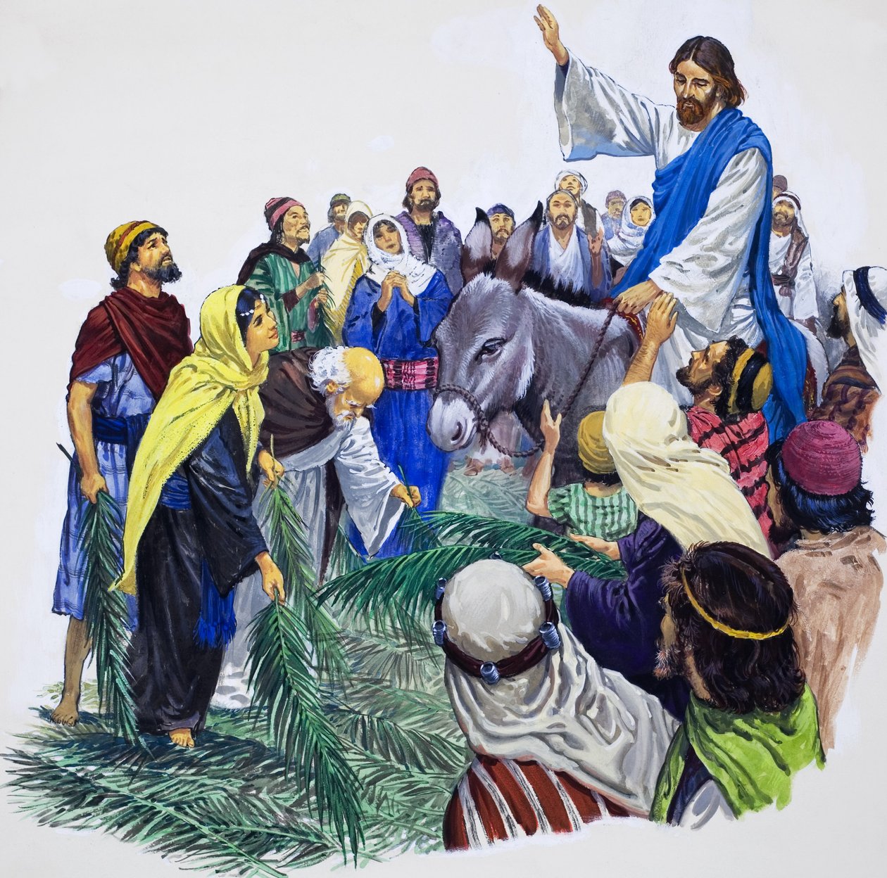Cristo entrando em Jerusalém (guache sobre papel) de English School