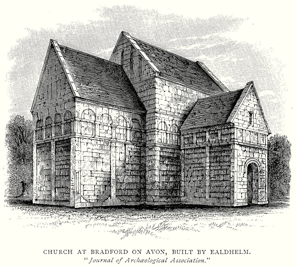 Igreja de Bradford on Avon, construída por Ealdhelm (gravura) de English School