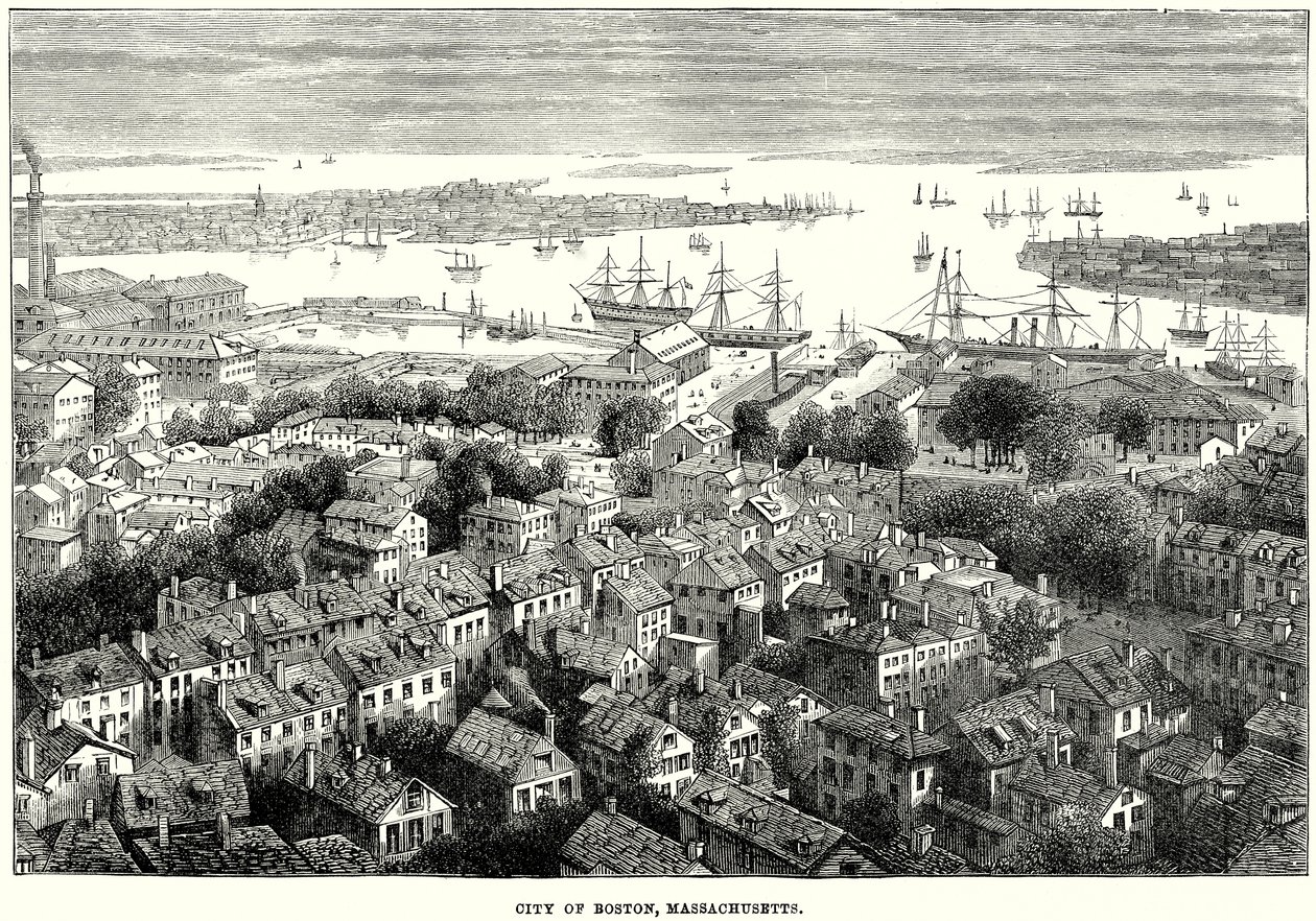 Cidade de Boston, Massachusetts (gravura) de English School