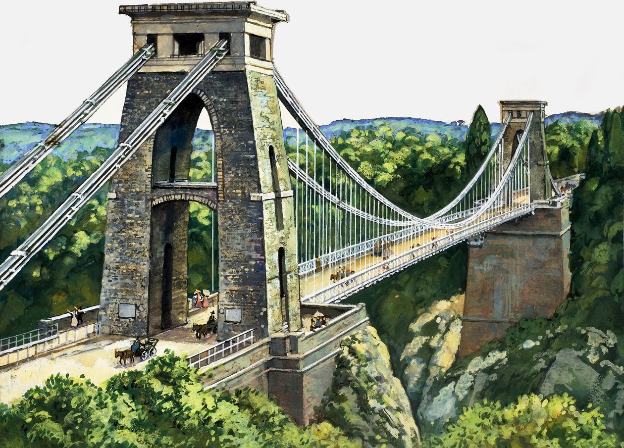 Ponte suspensa de Clifton (guache sobre papel) de English School