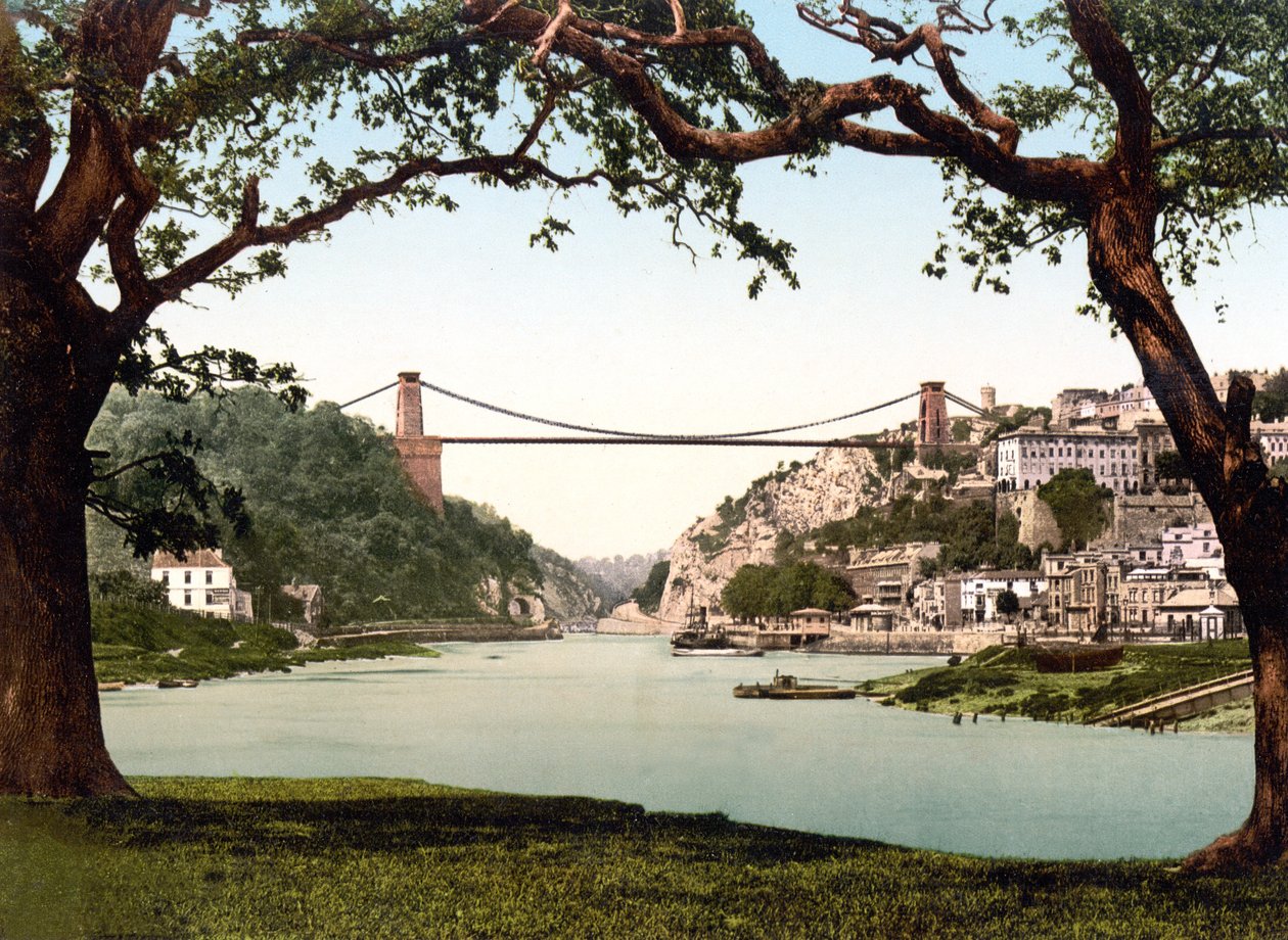 Clifton Suspension Bridge (foto colorida à mão) de English School