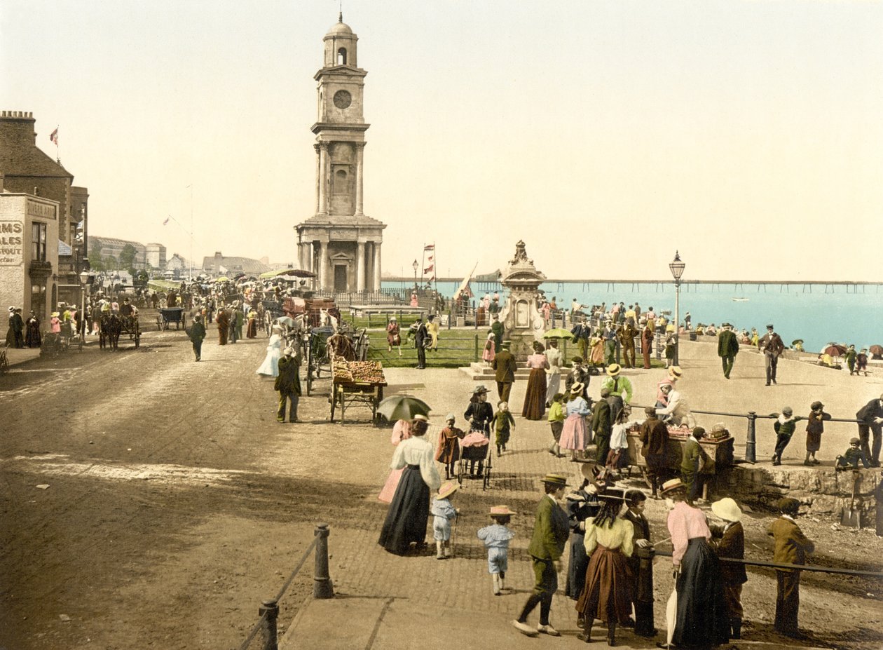 Torre do Relógio, Herne Bay (foto colorida à mão) de English School