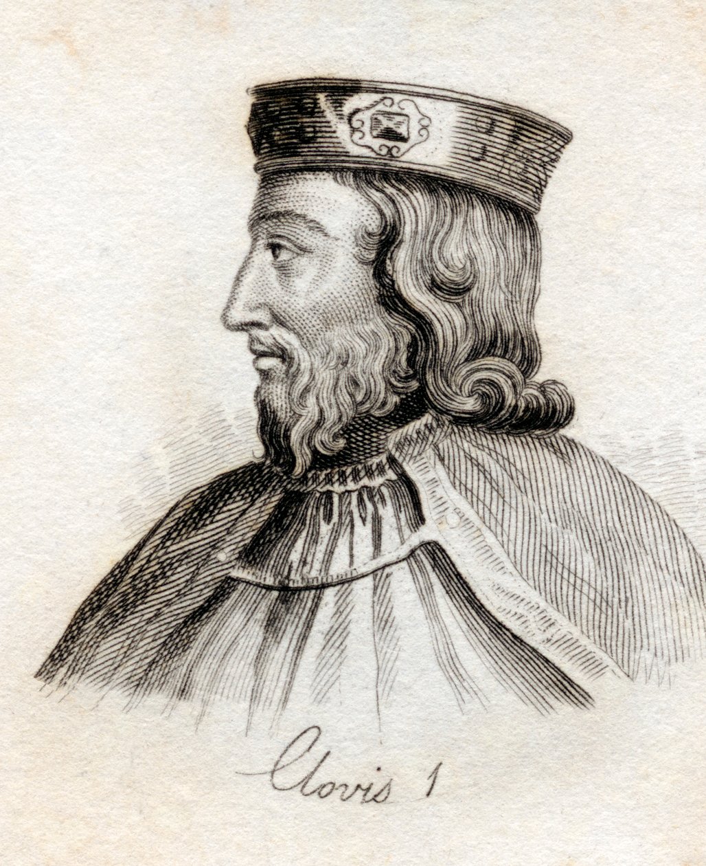 Clovis I, do &39;Crabb&39;s Historical Dictionary&39;, publicado em 1825 de English School