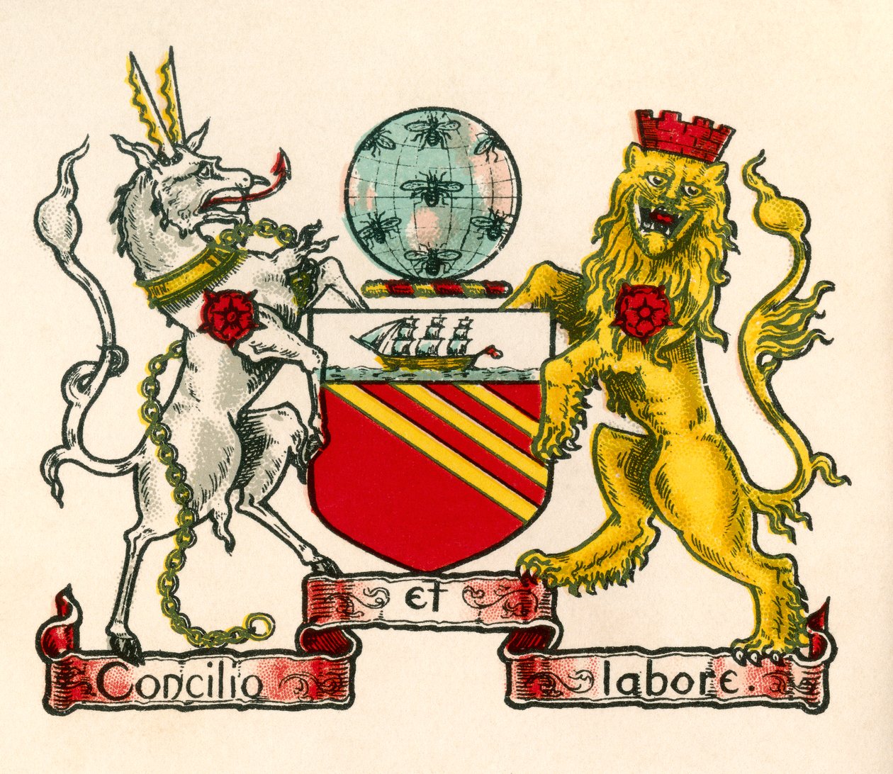 Escudo de armas de Manchester, Inglaterra de English School