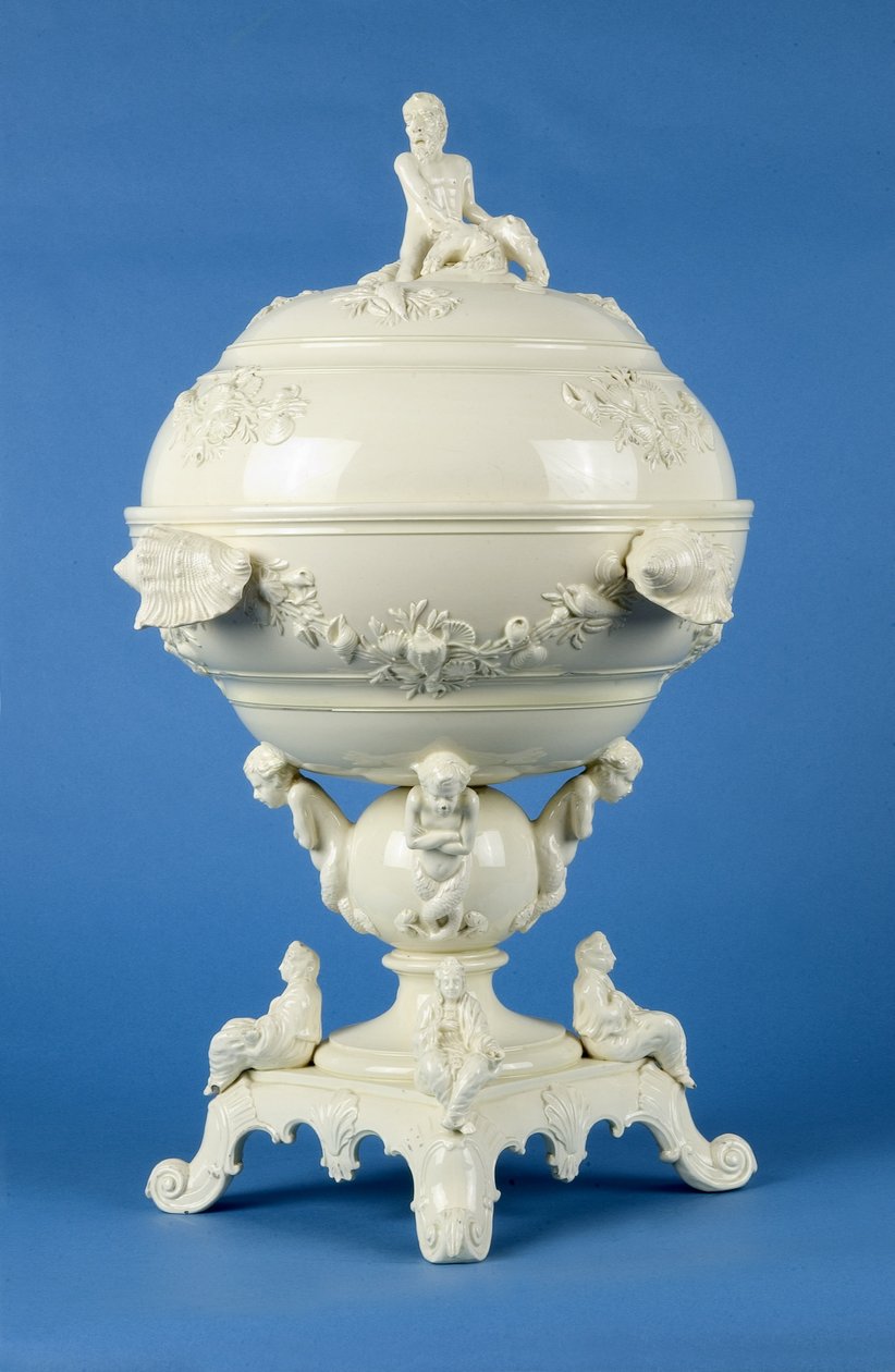 Cocklepot no carrinho, Leeds, c.1790 (creamware) de English School