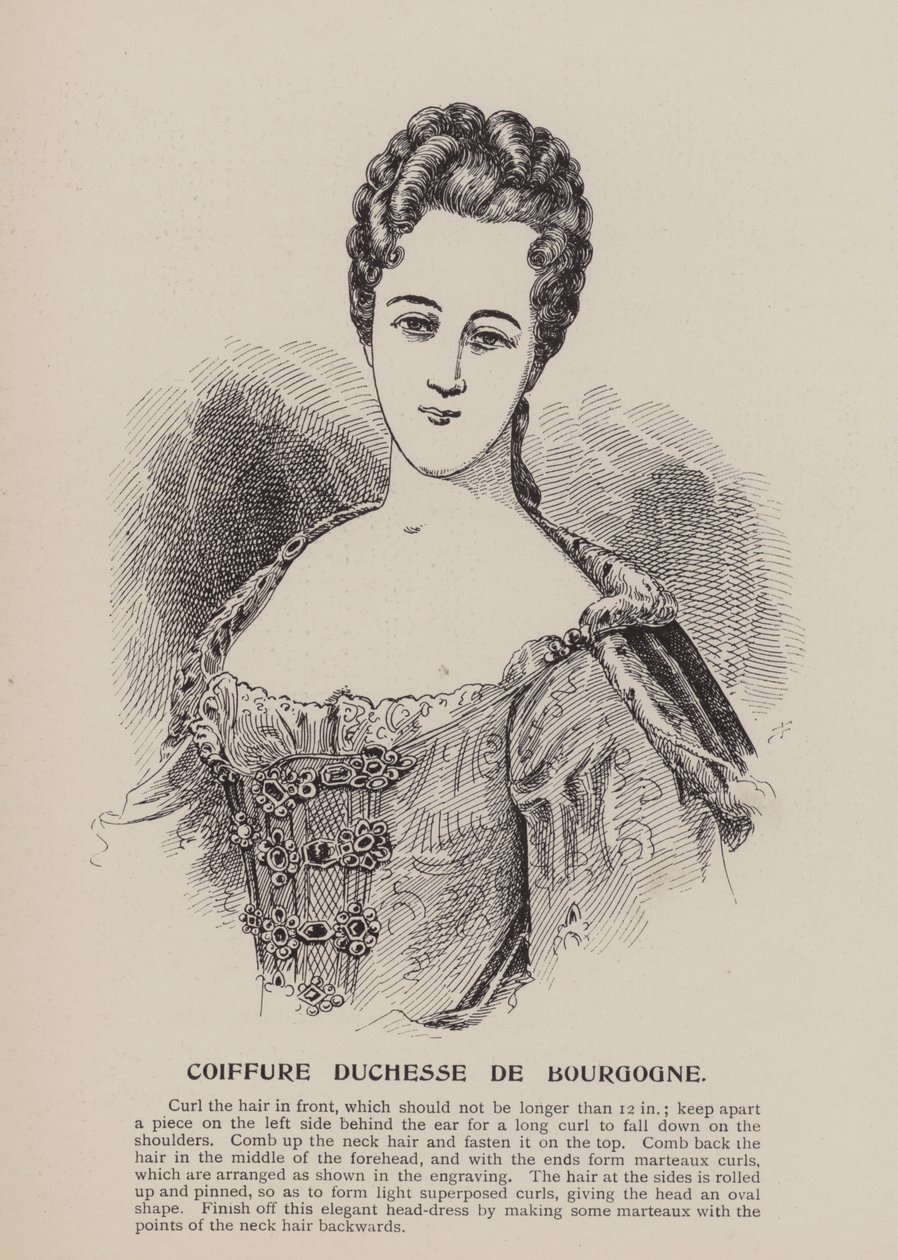 Penteado da Duquesa de Borgonha (gravura) de English School