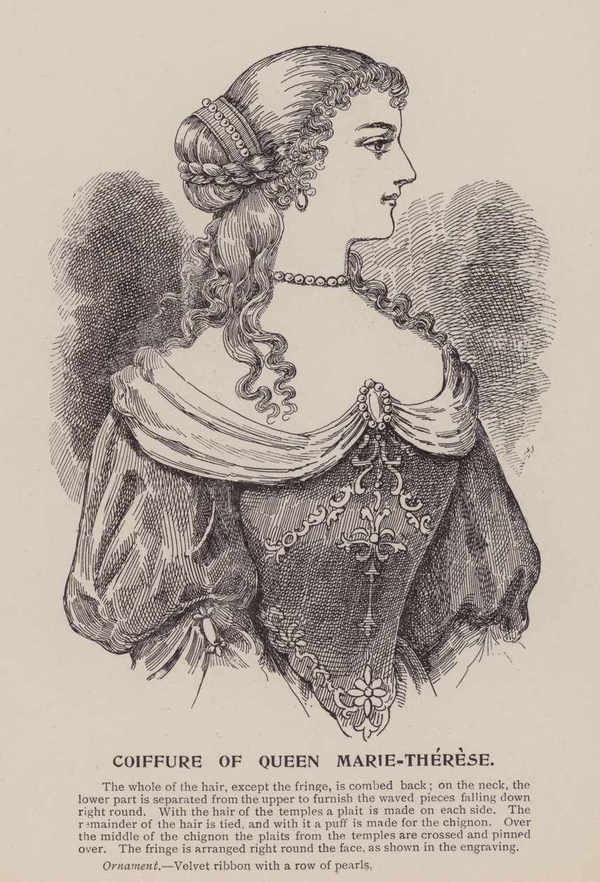 Penteado da Rainha Marie-Therese (gravura) de English School