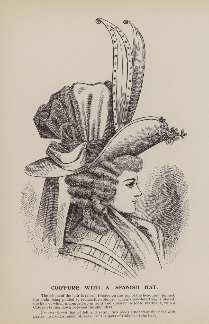 Coiffure com um chapéu espanhol (gravura) de English School