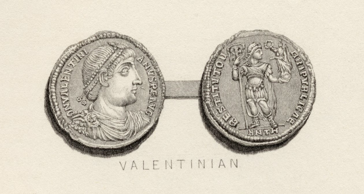 Moeda da época de Valentinian de English School