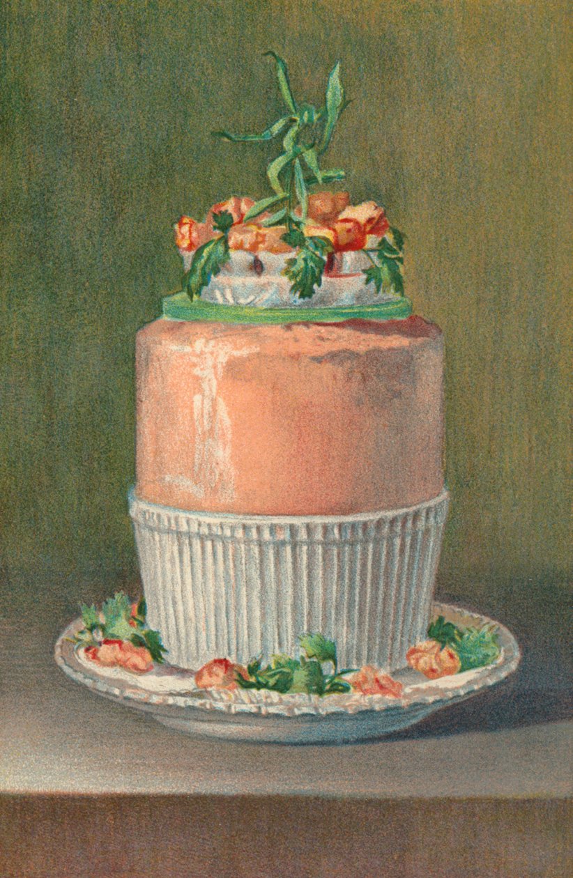 Soufflé de salmão frio (litografia a cores) de English School