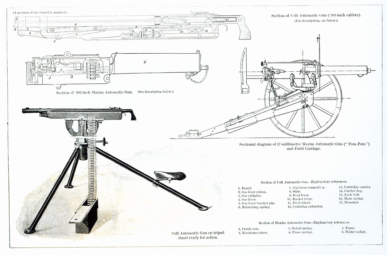 Comparação entre o Colt Automatic Gun e o Maxim Automatic Gun de English School