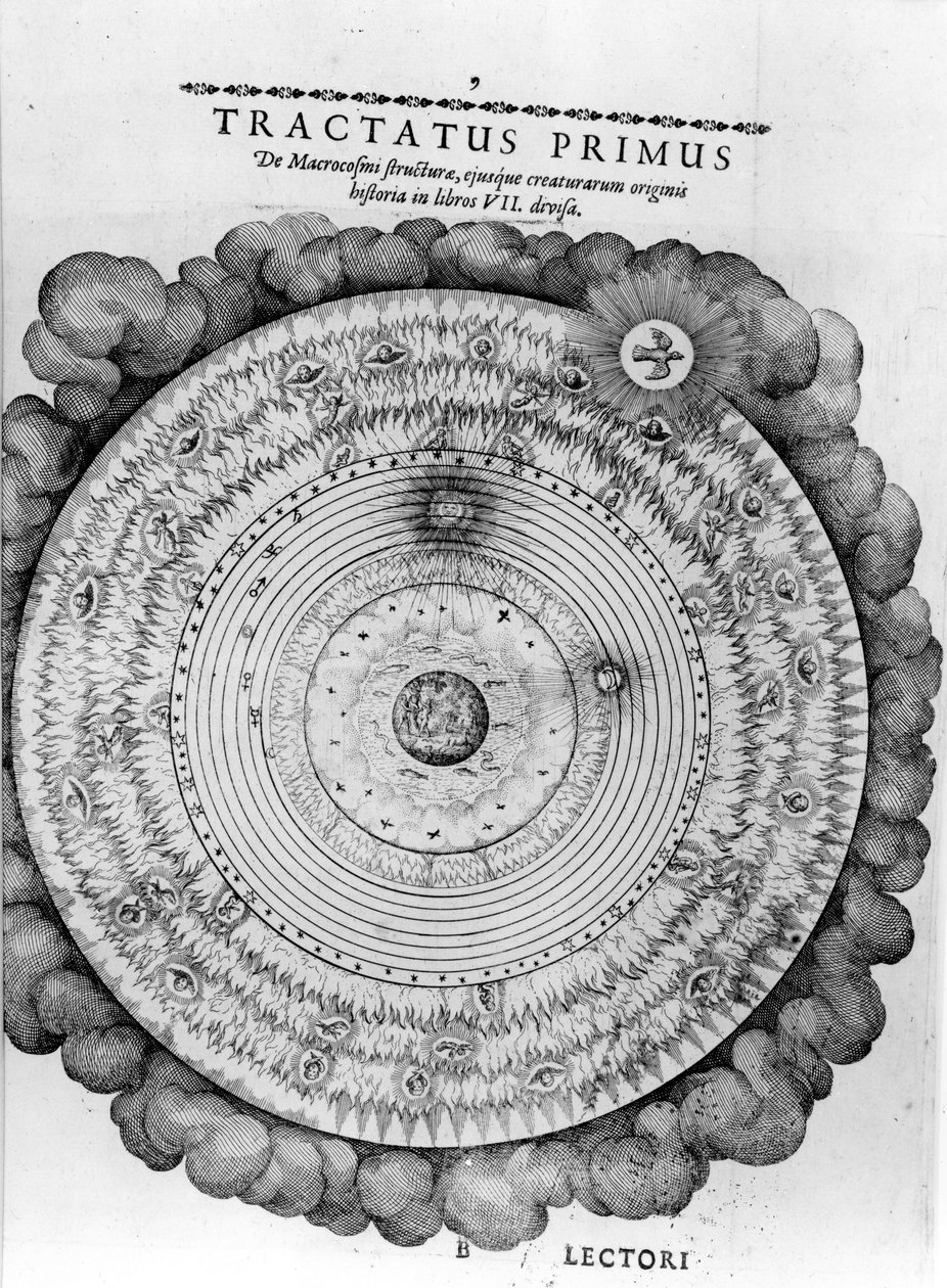 Construção do cosmos, de Utriusque Cosmi Historia, de Robert Fludd, 1619 de English School