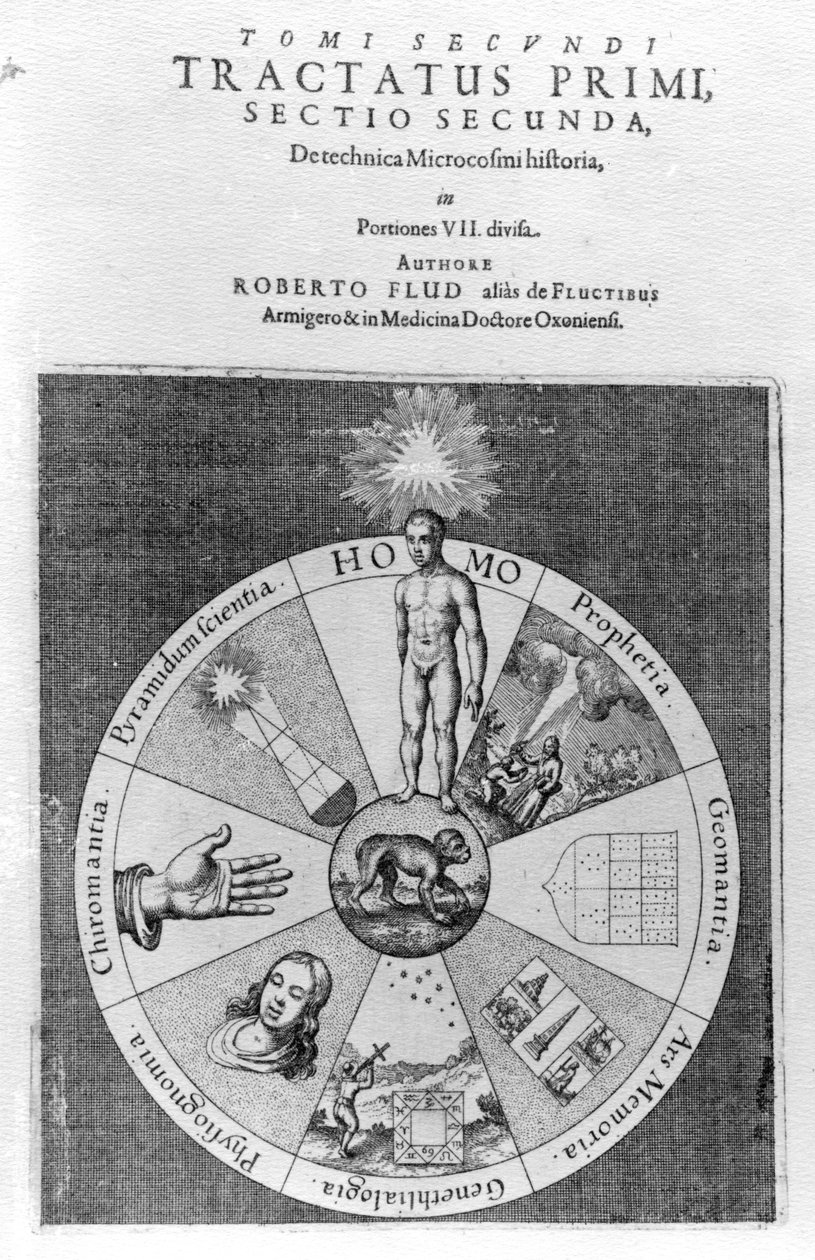 Construção do cosmos, de Utriusque Cosmi Historia, de Robert Fludd, 1619 de English School