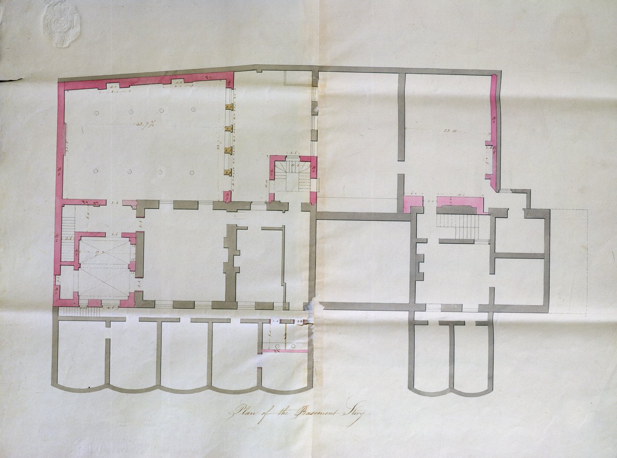 Contrato de desenho para o porão da Royal Institution, 1800 de English School