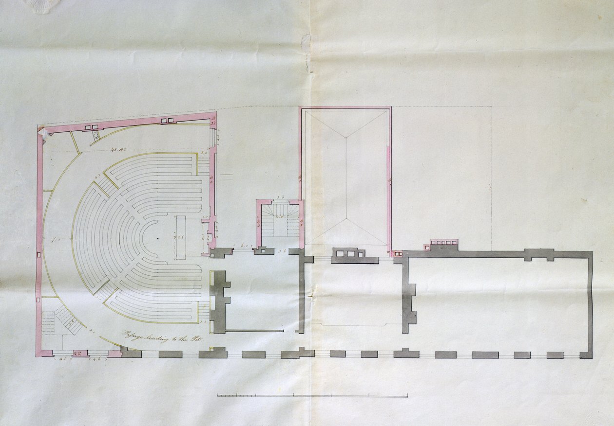 Desenho de contrato para o primeiro andar da Royal Institution, 1800 de English School