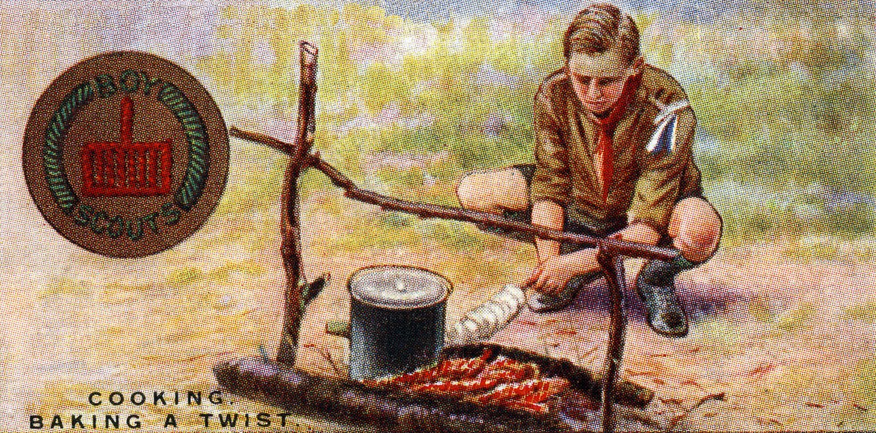 Crachá de Proficiência de Cozinheiro para Scouts - Baking a Twist, 1929 de English School
