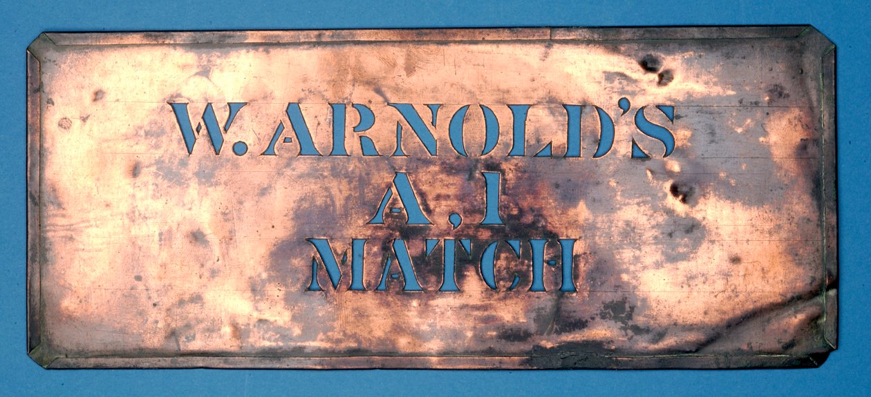 Estêncil de cobre de W. Arnolds A, 1 fósforo (cobre) de English School