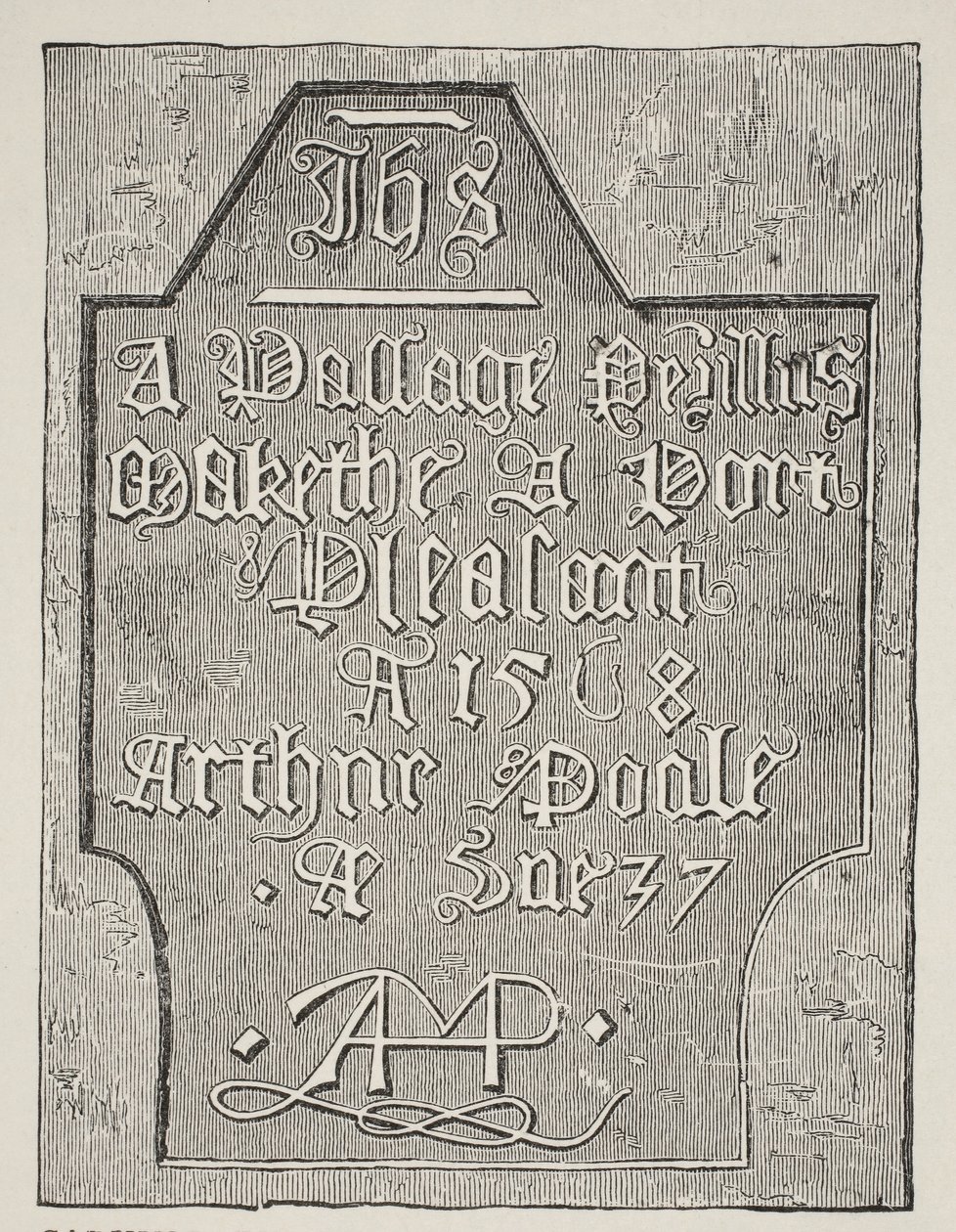 Cópia de uma escultura de Arthur Poole na parede de sua cela de prisão na Torre, 1568 de English School