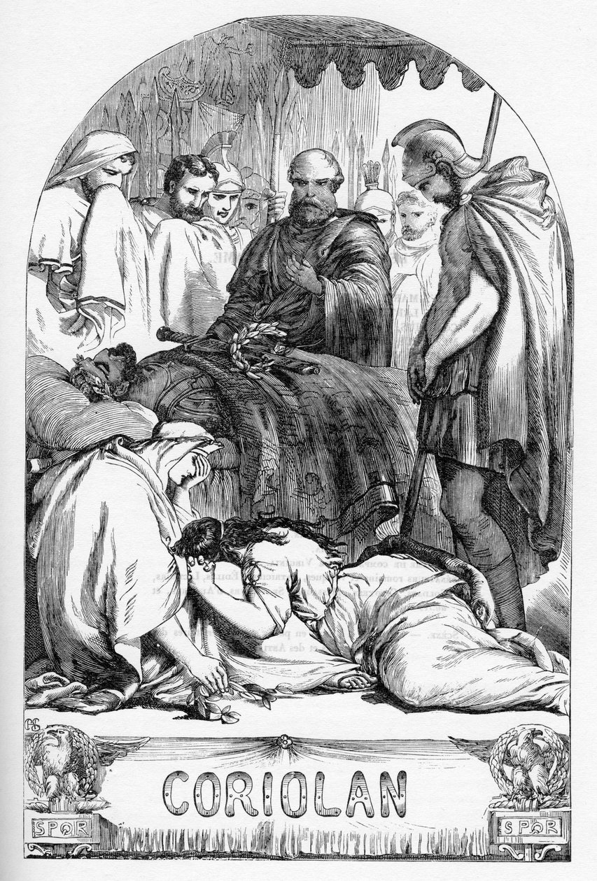 Coriolanus (Coriolanus) - Ilustração em "Completes de William Shakespeare" 1866 - As ilustrações e a forma geral desta edição são emprestadas do Shakespeare ilustrado de Cassell, publicado em Londres de English School