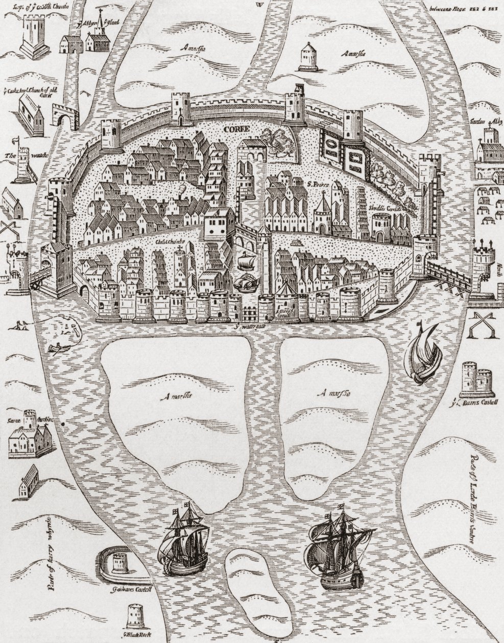 Cork, County Cork, Irlanda, em 1633, de "Uma Breve História do Povo Inglês" por JR Green, publicado em 1893 de English School