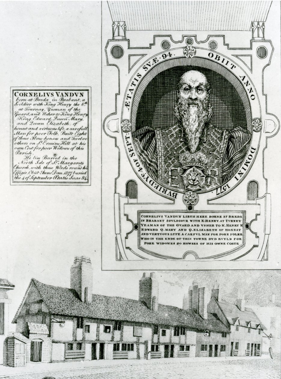 Cornelius Van Dun (1483-1577) Memorial e asilos, 1798 de English School