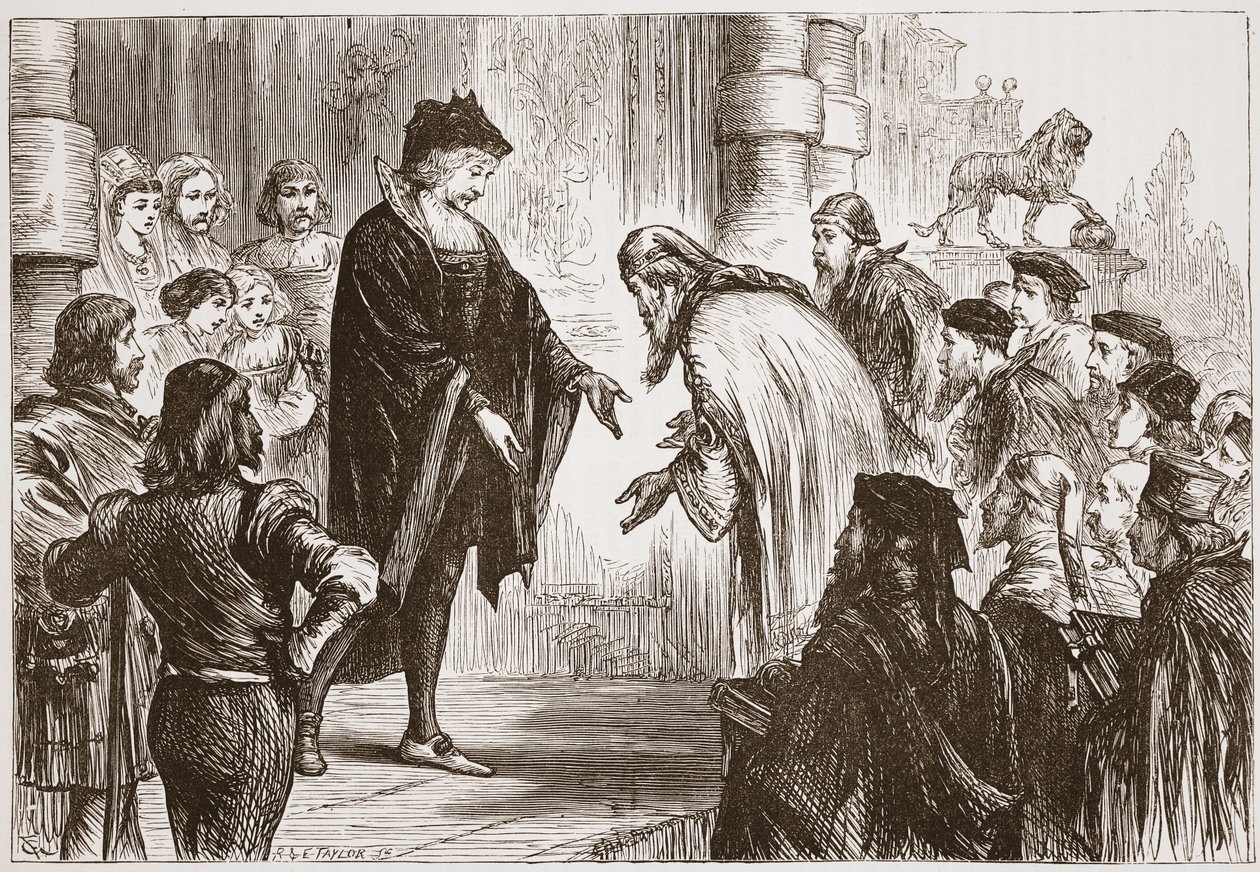 Cosmo eu recebendo seus amigos e clientes, ilustração da história do protestantismo por James Aitken Wylie (1808-1890), bar. 1878 de English School