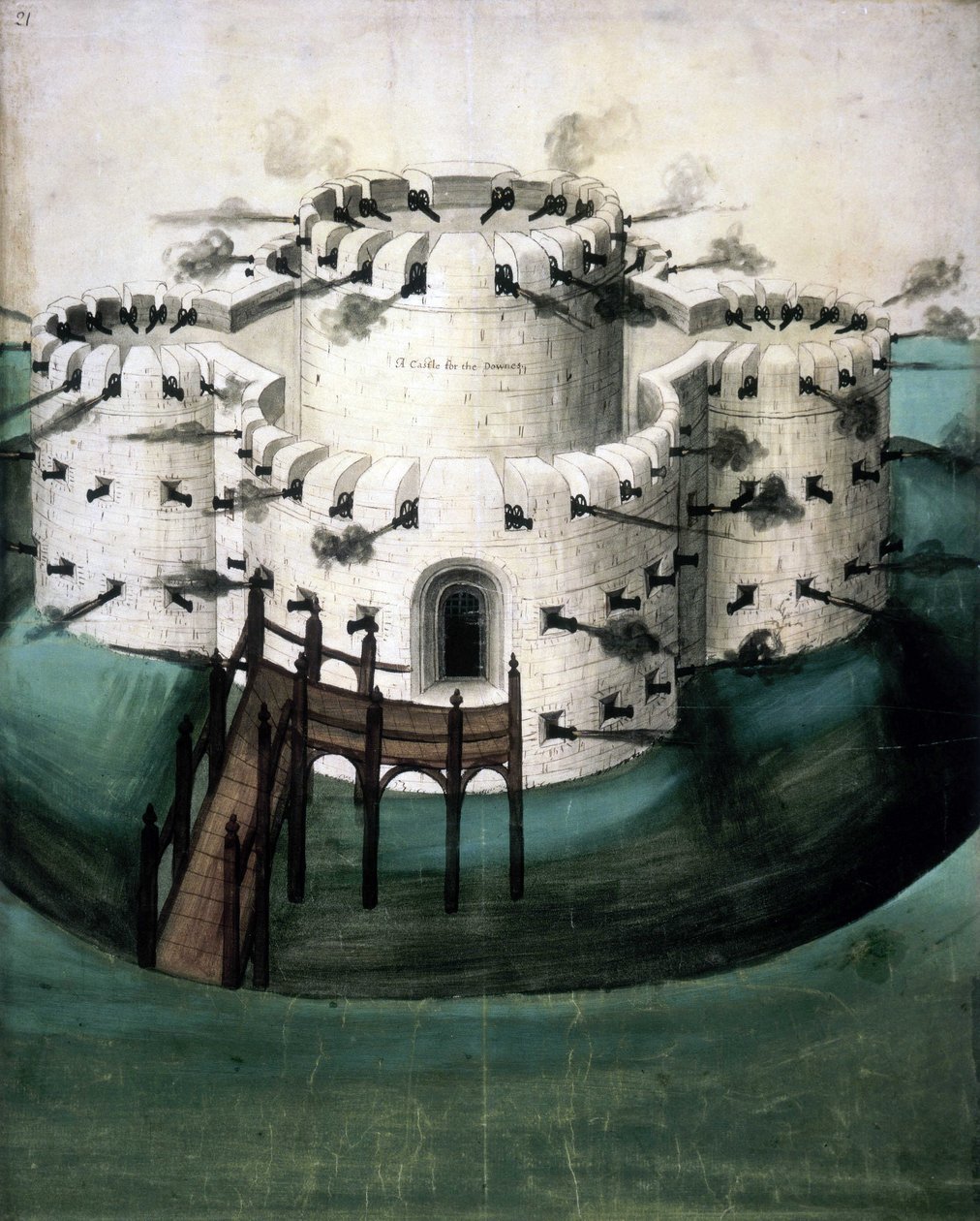 Algodão Augustus I i f.21, Design para Castelos de Walmer e Sundown ("Um Castelo para os Downes") de English School