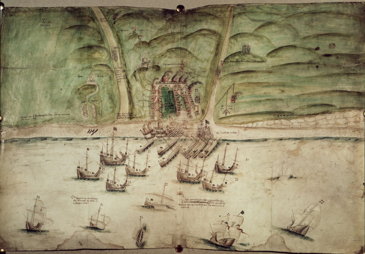 Algodão Augustus I.i f.18 Plano de Brighton sob Ataque de English School